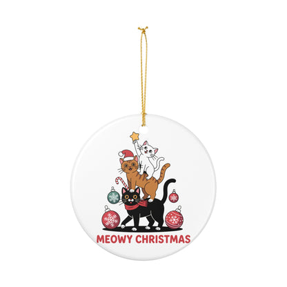 Meowy Christmas Cat Ornament Cat Lover Christmas Ornament, Funny Cat Tree Holiday Decor, Gift for Cat Mom, Cat Ornament, 2025 Xmas Keepsake