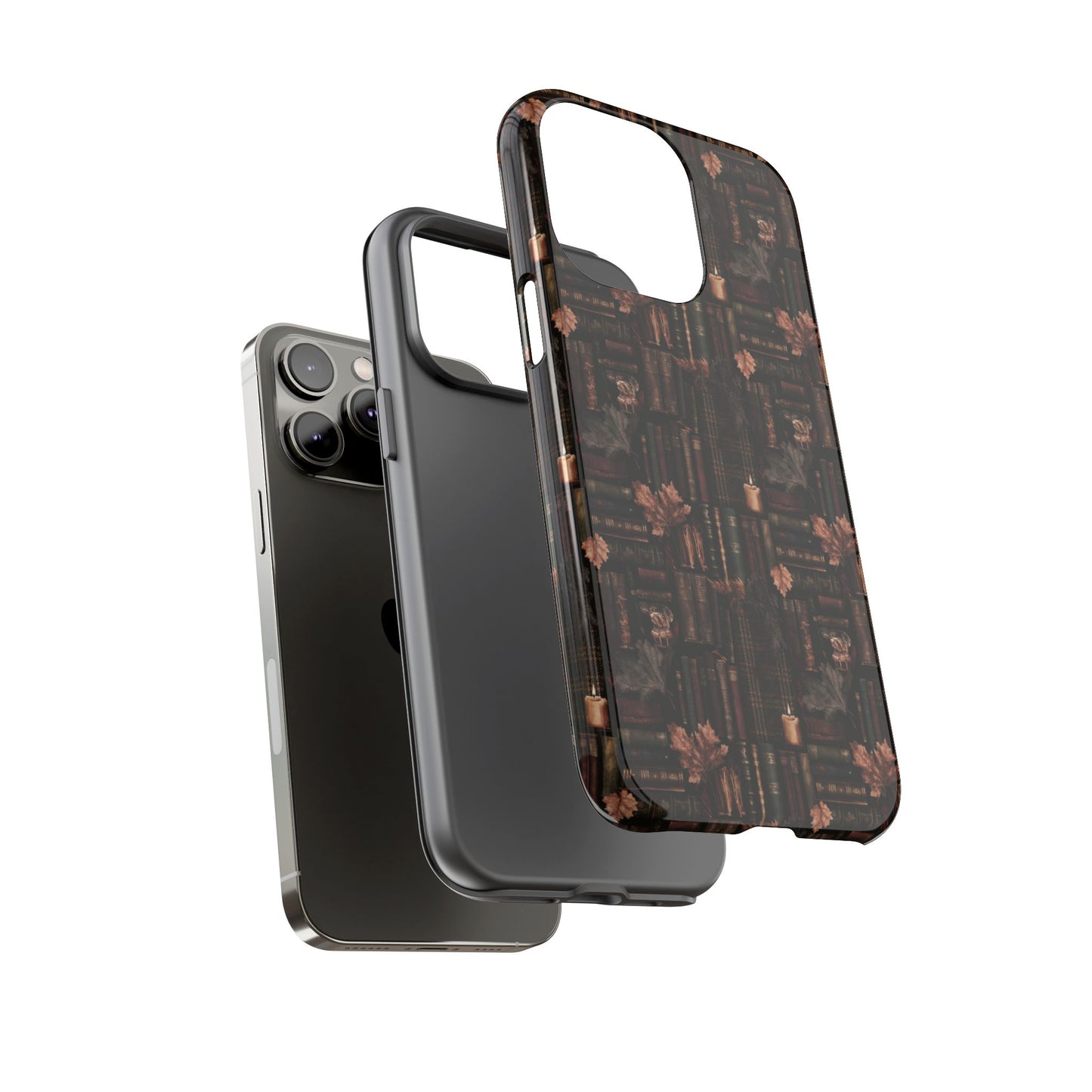 Gothic Phone Case Dark Academia Literary iPhone Samsung Cover with Books & Flowers, Phone case