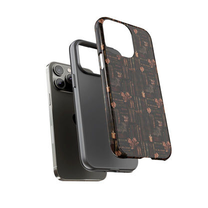 Gothic Phone Case Dark Academia Literary iPhone Samsung Cover with Books & Flowers, Phone case