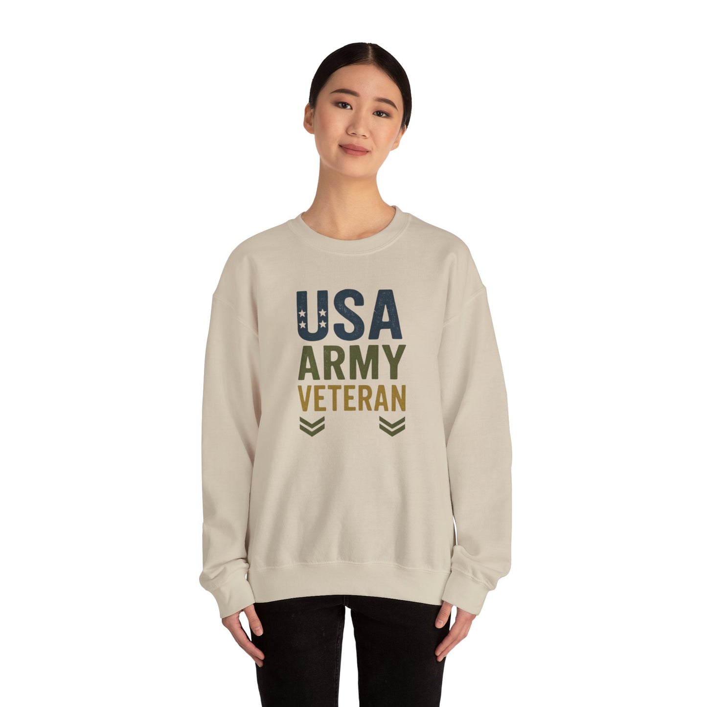 USA Army Veteran Crewneck Sweatshirt - Perfect Gift for Veterans, Military Appreciation, Sweatshirt For Navy Veteran, Patriotic Fashion
