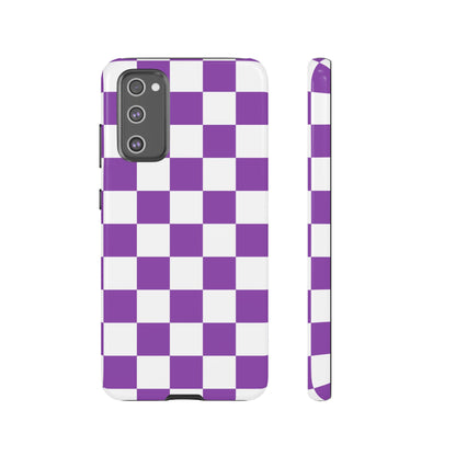 Purple Checkered Phone Case, Samsung Galaxy S25, S25 Plus, S24, S24 Plus, S24 Ultra, S23, S22, S22 Plus, S21 Ultra, S21 FE, S20+