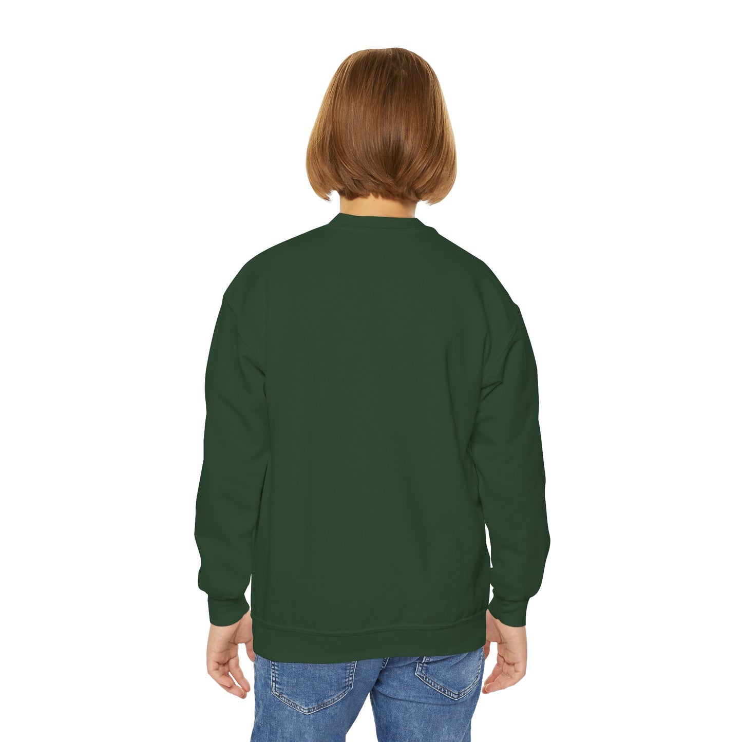 Festive Youth Crewneck Sweatshirt with Christmas Reindeer and Santa Hat, Holiday Gift for Kids, Winter Wear, Cozy Sweater, Christmas Apparel