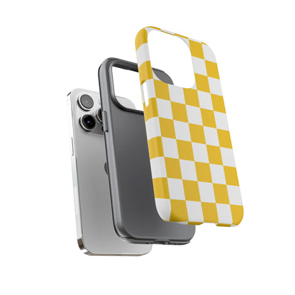 Yellow Checkered Phone Case - iPhone 17 Pro, 17, 16, 15, 14, 13, 12, 11, X, XR, XS MAX, Gift for Friends