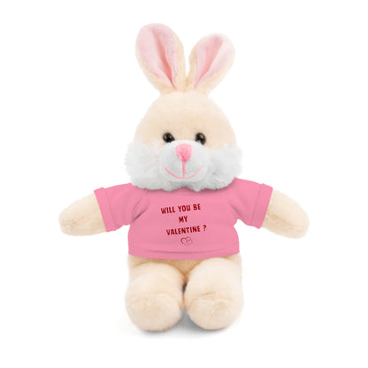 Will You Be My Valentine ? Teddy Bear, Plush Animal with T-Shirt, Cute Valentine's Day Gift, Stuffed Bear for Kids or Love