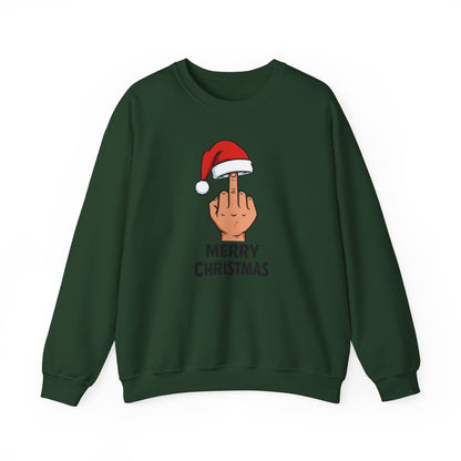 Funny Christmas Sweatshirt, Santa Hat Middle Finger Shirt, Merry Christmas Crewneck, Offensive Holiday Sweater, Funny Xmas Gift