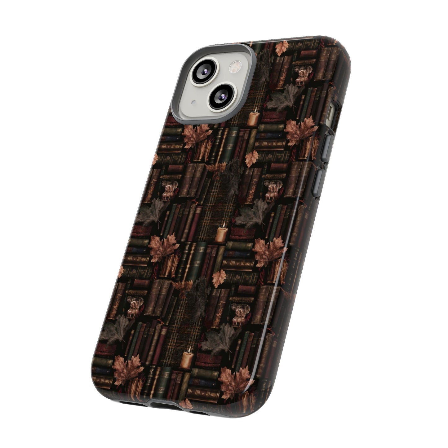 Gothic Phone Case Dark Academia Literary iPhone Samsung Cover with Books & Flowers, Phone case