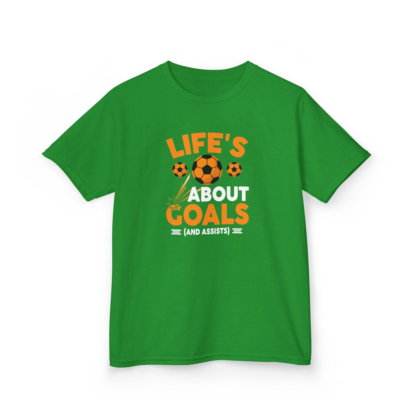 Life's About Goals Kids T-Shirt | Soccer Graphic Tee | Fun Teamwork Shirt for Boys & Girls | Cotton Youth Sports Top, FIFA World Cup 2026