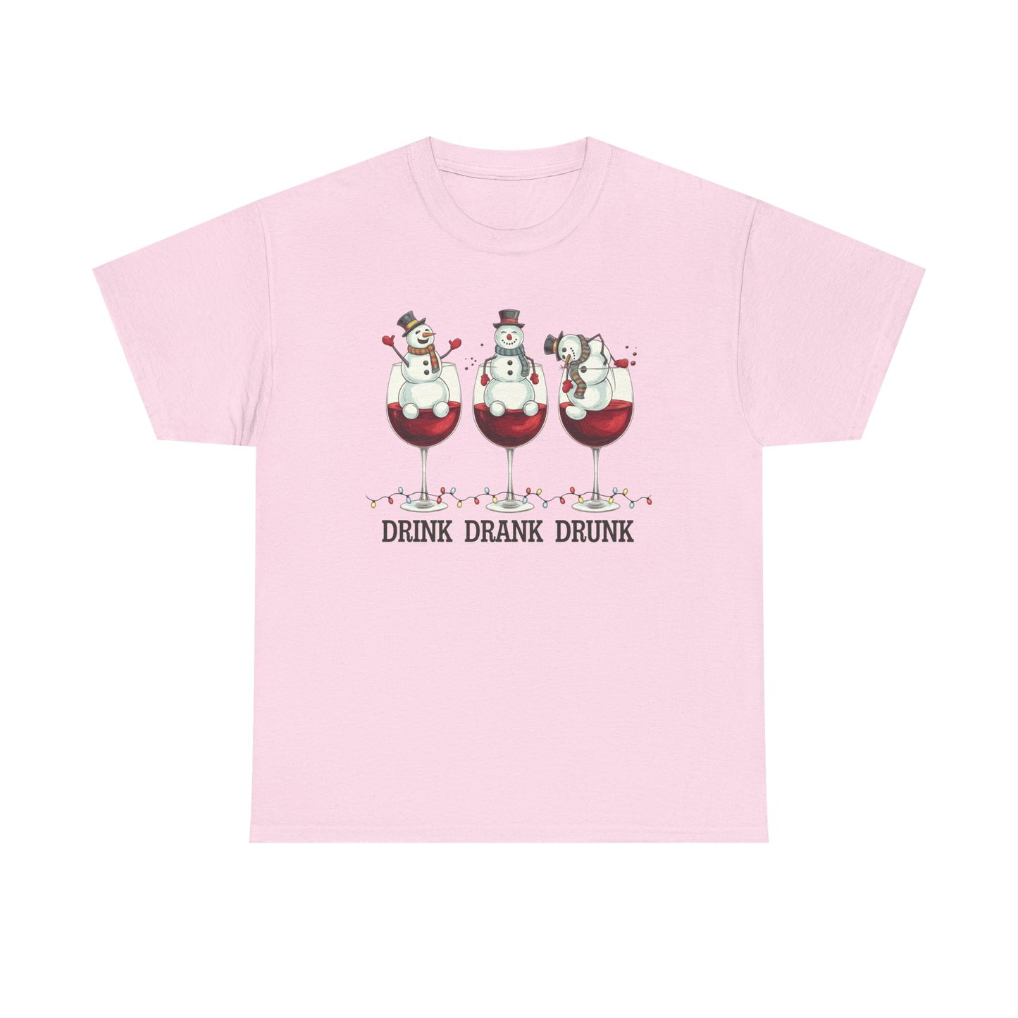 Drink Drank Drunk Christmas Shirt | Funny Holiday Wine Shirt | Snowman Christmas Tee | Drinking Humor Gift for Friends