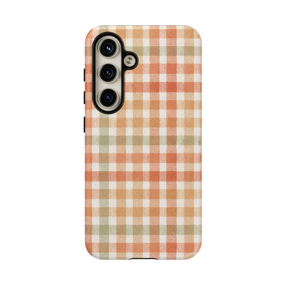 Boho Checkered Phone Case | Neutral Aesthetic Plaid Case | Retro Minimalist Check Design | iPhone Cover | Samsung Cover