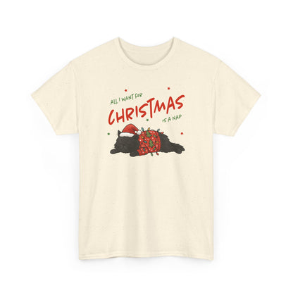 All I Want for Christmas Is a Nap Shirt | Funny Christmas Cat T-Shirt | Cozy Holiday Tee | Lazy Christmas Gift | Santa Cat Shirt