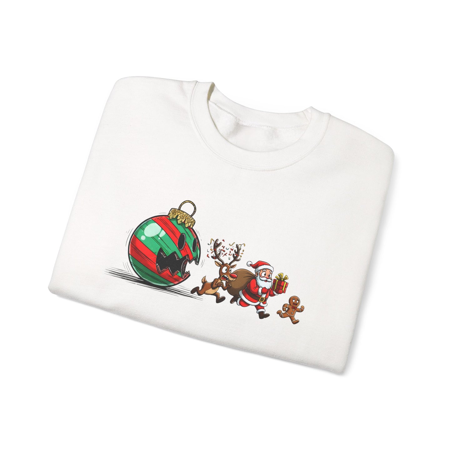 Funny Santa Running Christmas Sweatshirt | Cute Holiday Crewneck | Santa Reindeer Gingerbread Sweater | Christmas Gift