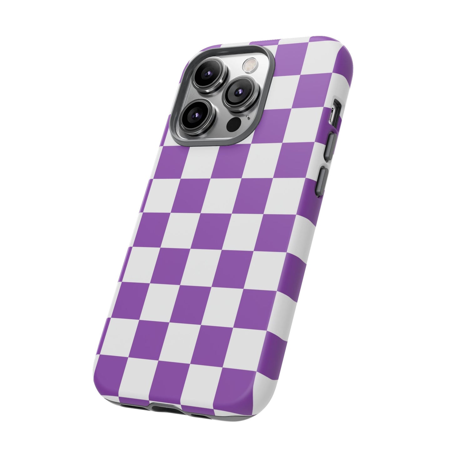 Purple Checkered Phone Case,  iPhone 17 Pro, 17, 16, 15, 14, 13, 12, 11, X, XR, XS MAX, Trendy Gift for Friends, Accessory for Occasions