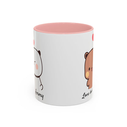 Personalized Dudu Bubu Mug | Cute Bear Coffee Cup | Color Handle Mug | Birthday Christmas Gift | Funny Mug for Her Him Valentine Gift
