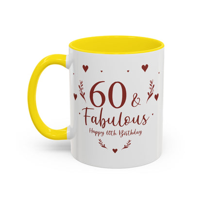 Personalized 60th Birthday Coffee Mug 60 & Fabulous, Birthday Gift, Custom Mug, Fun Coffee Cup, Celebration Drinkware, Personalized Present