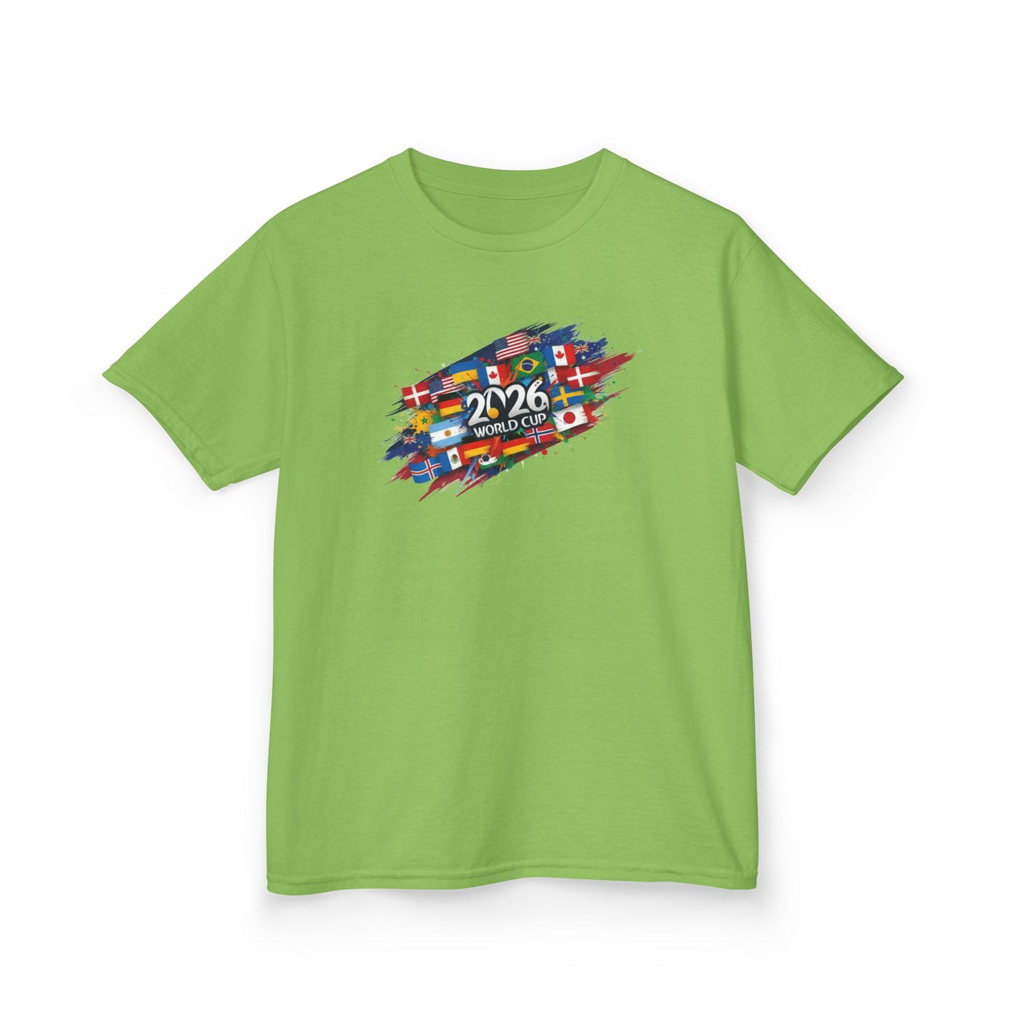 2026 World Flags Kids T-Shirt | Colorful International Flags Tee for Kids | Global Soccer Fan Shirt | Fun Cotton Youth Top