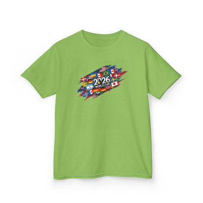 2026 World Flags Kids T-Shirt | Colorful International Flags Tee for Kids | Global Soccer Fan Shirt | Fun Cotton Youth Top