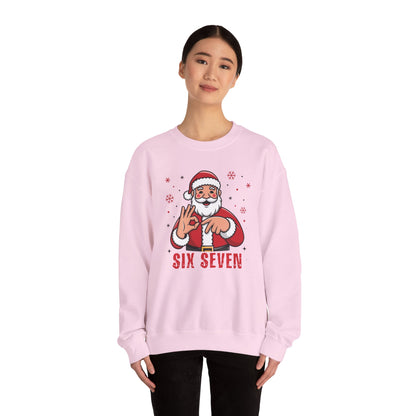 Six Seven Santa Funny Christmas Sweatshirt Cozy Holiday Crewneck for Men & Women | Santa Graphic Pullover | Warm Festive Gift for Friends