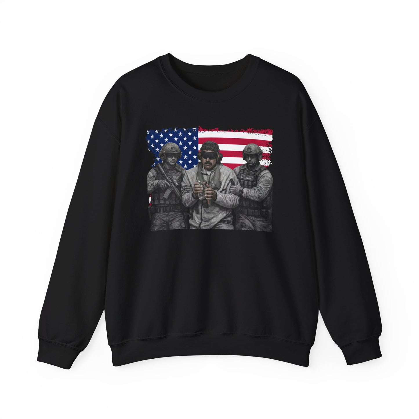 Maduro Captured 2026 Venezuela Libre Sweatshirt, Patriotic Military Graphic Crewneck, American Flag Soldier Tribute, Support Pullover