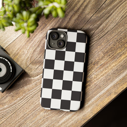 Black and White Checker iPhone Case, Stylish iPhone Cover for Teens, Holiday Gift, Unique Mobile Accessories, Tough Protection
