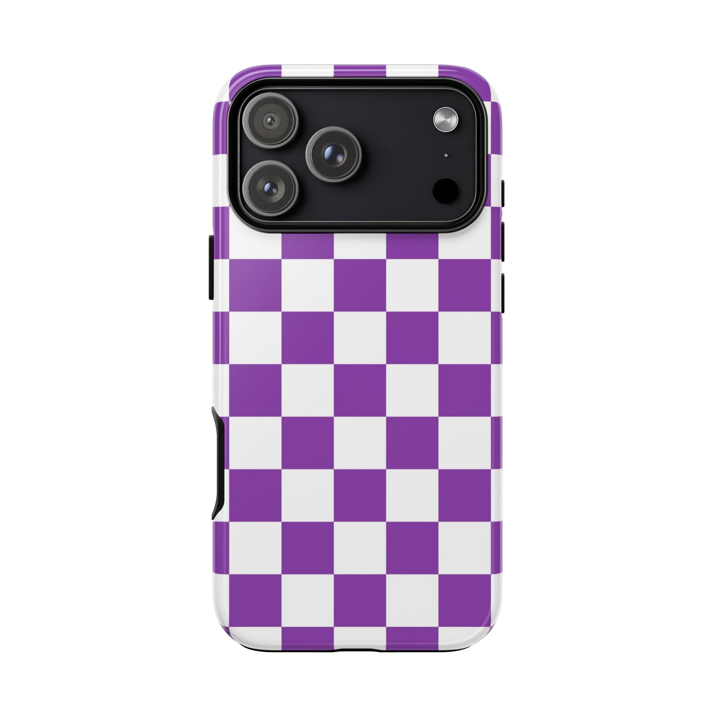 Purple Checkered Phone Case,  iPhone 17 Pro, 17, 16, 15, 14, 13, 12, 11, X, XR, XS MAX, Trendy Gift for Friends, Accessory for Occasions