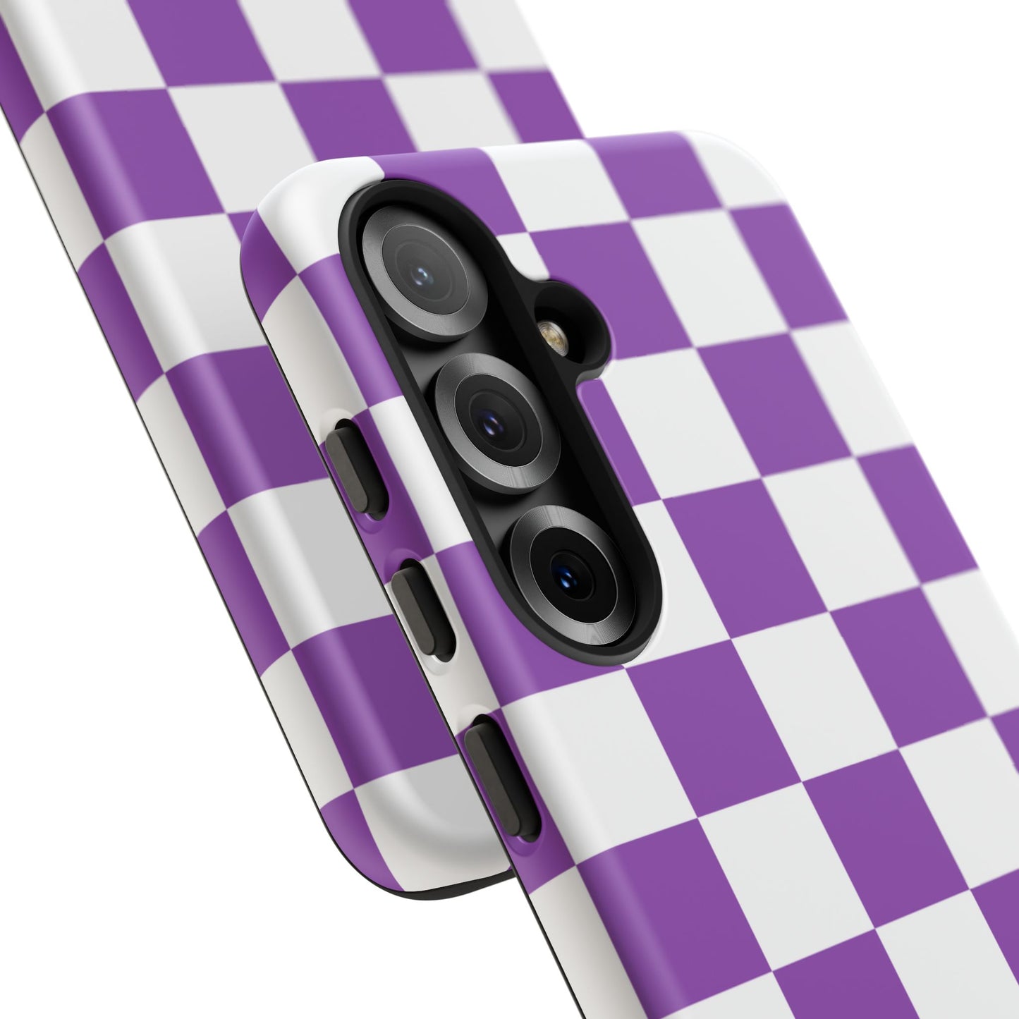 Purple Checkered Phone Case, Samsung Galaxy S25, S25 Plus, S24, S24 Plus, S24 Ultra, S23, S22, S22 Plus, S21 Ultra, S21 FE, S20+