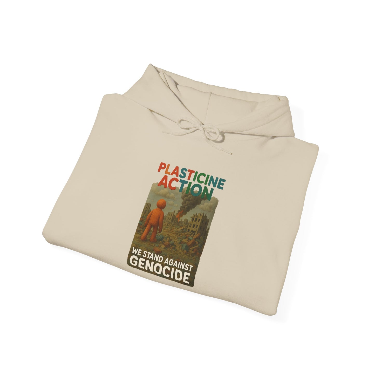 PLASTICINE ACTION Hoodie Palestine Anti Genocide hoodie Clay Art Gaza Protest Tee Human Rights Activist Gift Handmade Style Human Billboard