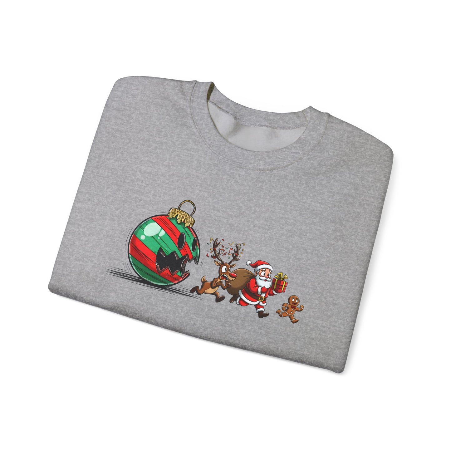 Funny Santa Running Christmas Sweatshirt | Cute Holiday Crewneck | Santa Reindeer Gingerbread Sweater | Christmas Gift