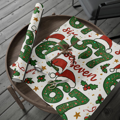 Six Seven Christmas Wrapping Paper, 67 Meme Christmas Gift Wrap, Kids Funny Wrapping Paper, Unique Gift Wrap, Holiday Gift, Gift for Kids