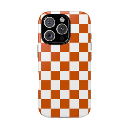 Checkered Phone Case, Checkered Phone Case - iPhone 17 16 15 14 13 12 11 Pro Max  - Trendy Black and Brown Checkerboard
