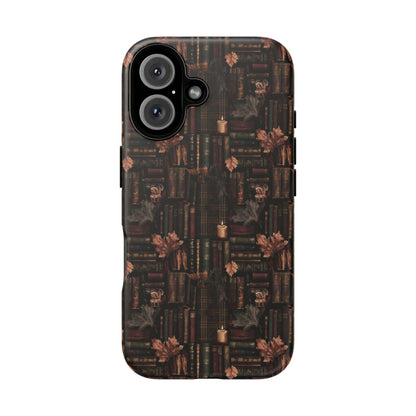 Gothic Phone Case Dark Academia Literary iPhone Samsung Cover with Books & Flowers, Phone case