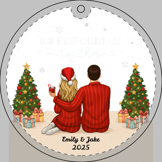 Personalized Couple Christmas Ornament 2025 Crystal Glass, First Christmas Together Gift, Custom Names Holiday Keepsake, Couple Tree Decor