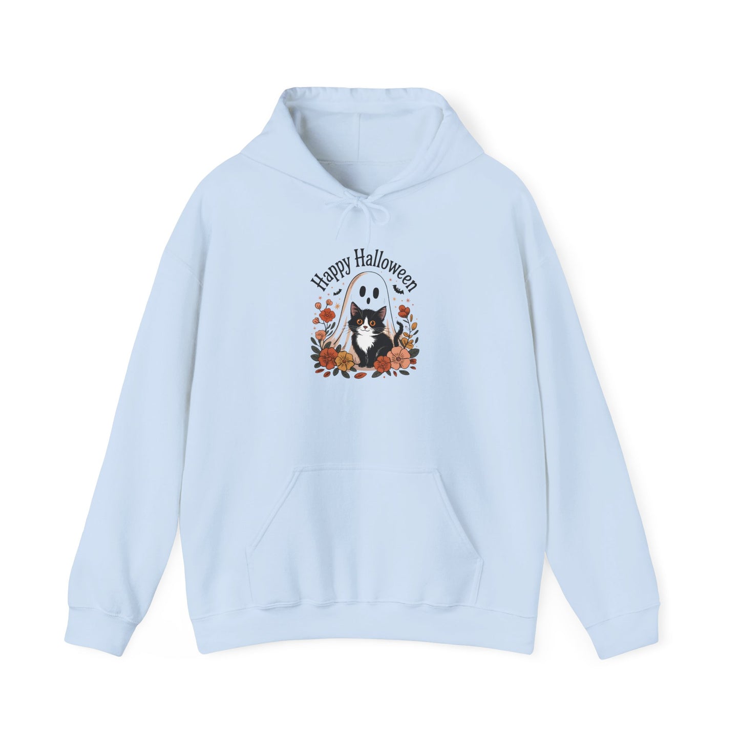 Happy Halloween Cat Hoodie, Cozy Sweatshirt hoodie for Fall Celebrations, Halloween Costume, Gift for Cat Lovers, Autumn Layering
