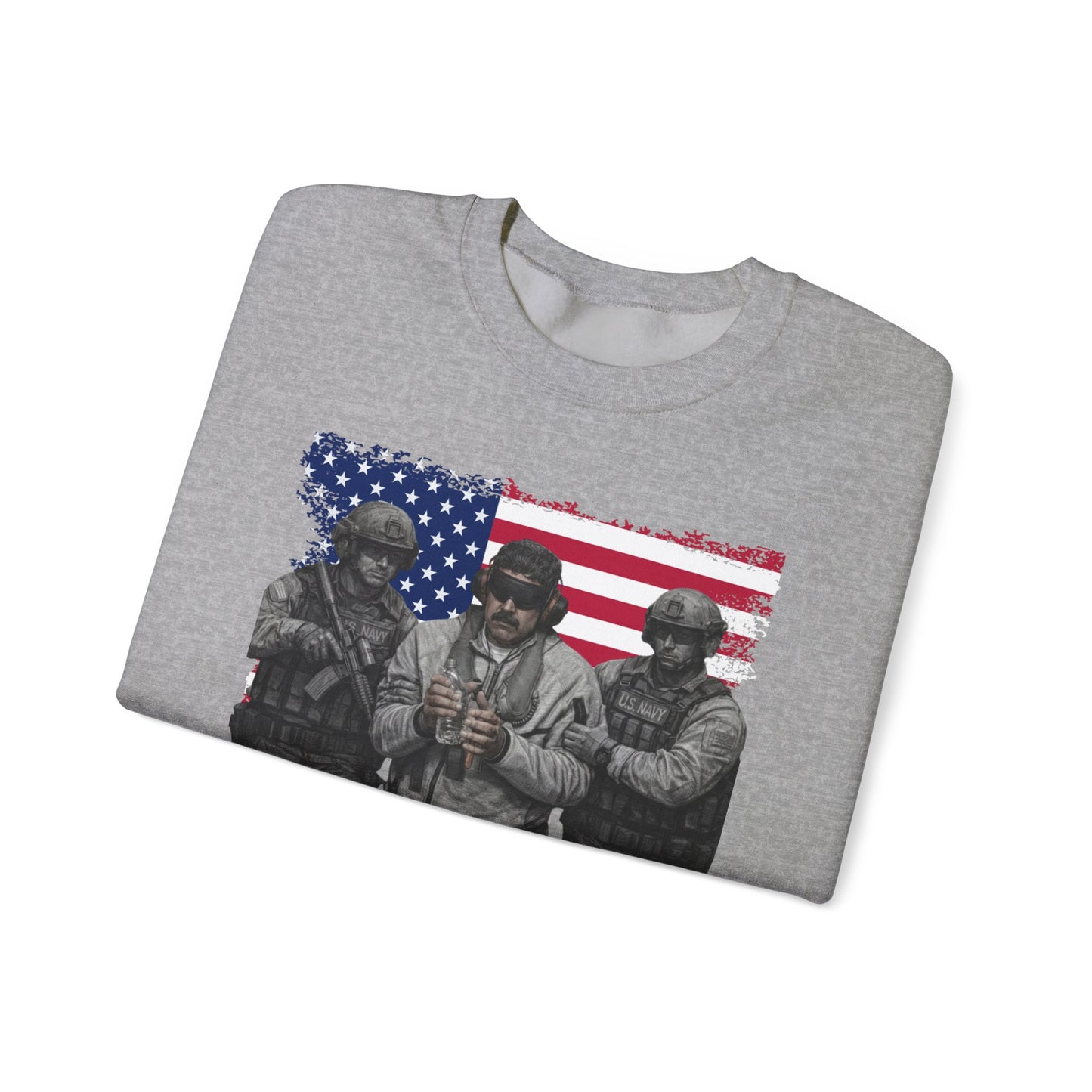 Maduro Captured 2026 Venezuela Libre Sweatshirt, Patriotic Military Graphic Crewneck, American Flag Soldier Tribute, Support Pullover