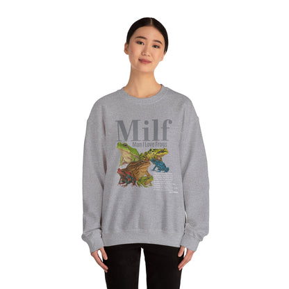 Man I Love Frogs Sweatshirt, Vintage Style Meme Frog Sweater, Funny Gen Z ''MILF'' Frog Crewneck, Inappropriate Gag Gift, Cozy Pullover