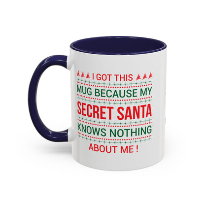 Personalized Secret Santa Accent Coffee Mug, Holiday Gift, Funny Christmas Mug, Unique Office Secret Santa Gift, Custom Drinkware