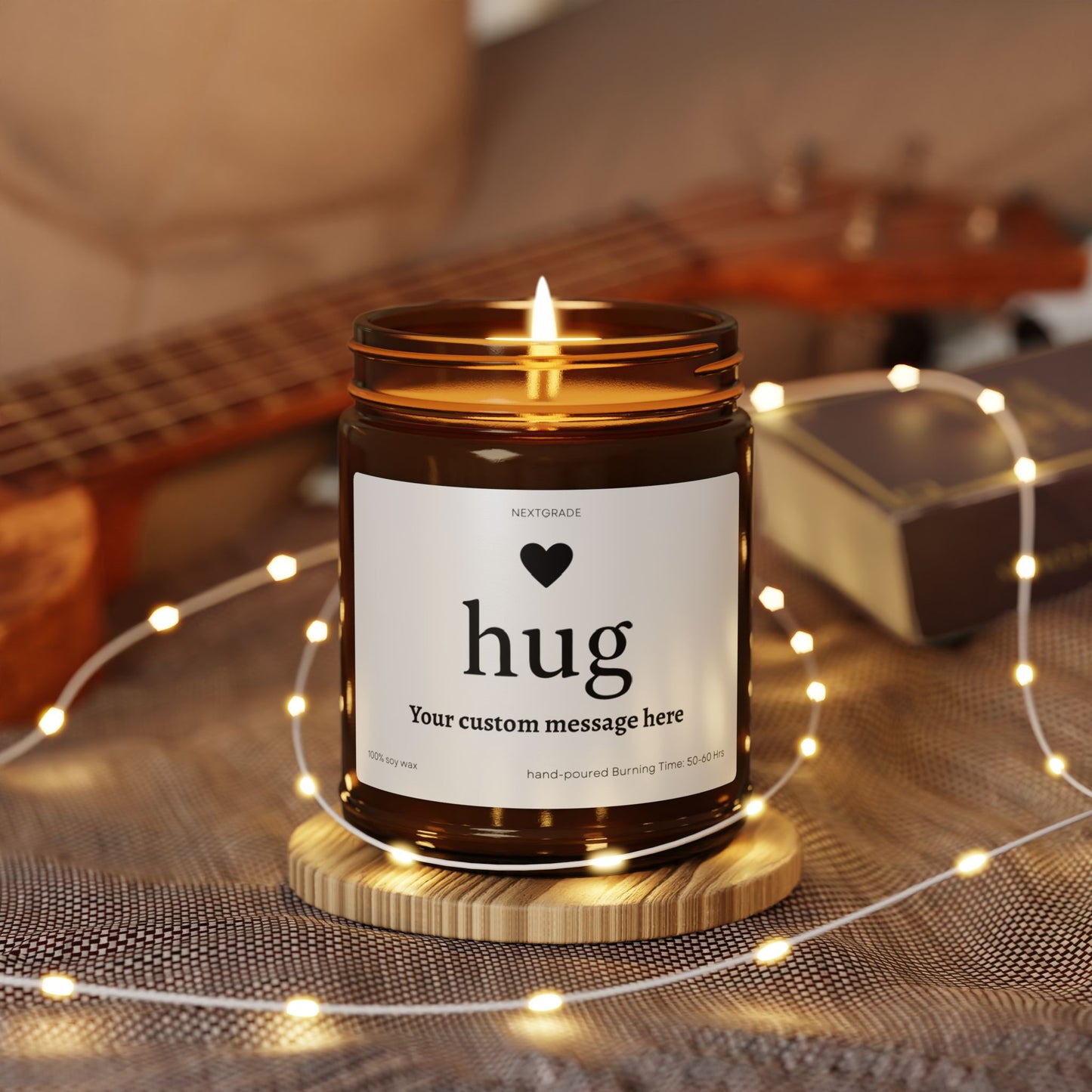 Custom Scented Soy Candle, Personalized Gift for Relaxation, Send a Hug Candle, Home Decor, Birthdays, Special Occasions, Self-Care