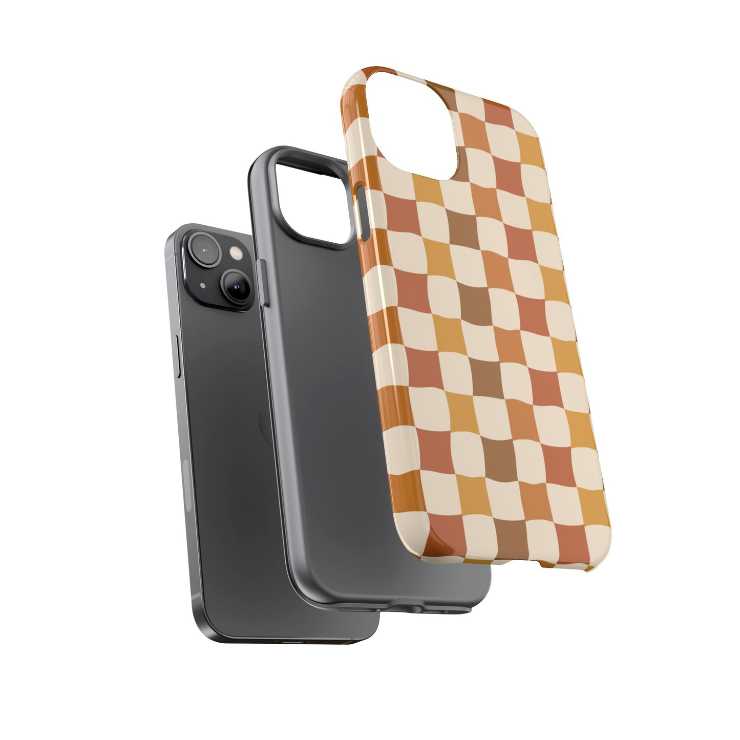 Boho Checked Phone Case, Checkerboard Design, Durable Protection, Phone Cover, Phone case For iPhone and Samsung, Trendy Phone Cover