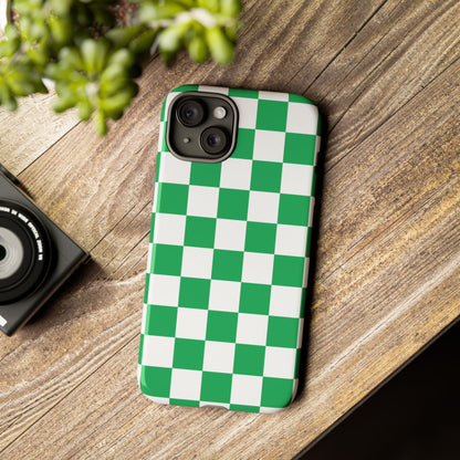 Green Checkerboard Phone Case, iPhone 17 Pro, 17, 16, 15, 14, 13, 12, 11, X, XR, XS MAX, Mobile Cover, Gift for Students, Phone Accessory