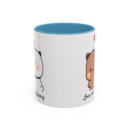 Personalized Dudu Bubu Mug | Cute Bear Coffee Cup | Color Handle Mug | Birthday Christmas Gift | Funny Mug for Her Him Valentine Gift