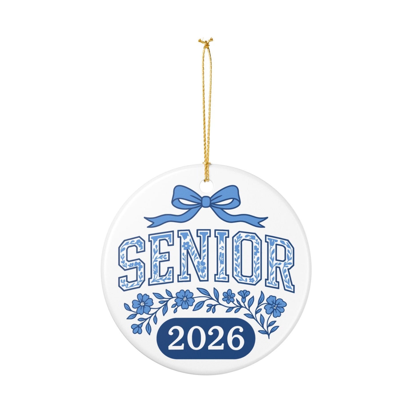 Senior 2026 Ceramic Ornament | Blue Floral Graduation Keepsake | New Year Ornament | Gift For Senior