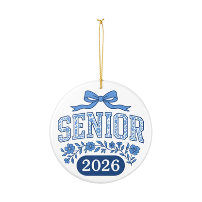 Senior 2026 Ceramic Ornament | Blue Floral Graduation Keepsake | New Year Ornament | Gift For Senior