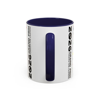 2026 Grand Prix Calendar Mug, Formula 1 Accent Coffee Mug, F1 Circuit Icons Cup, Motorsport Fan Gift, Racing Calendar Ceramic Mug