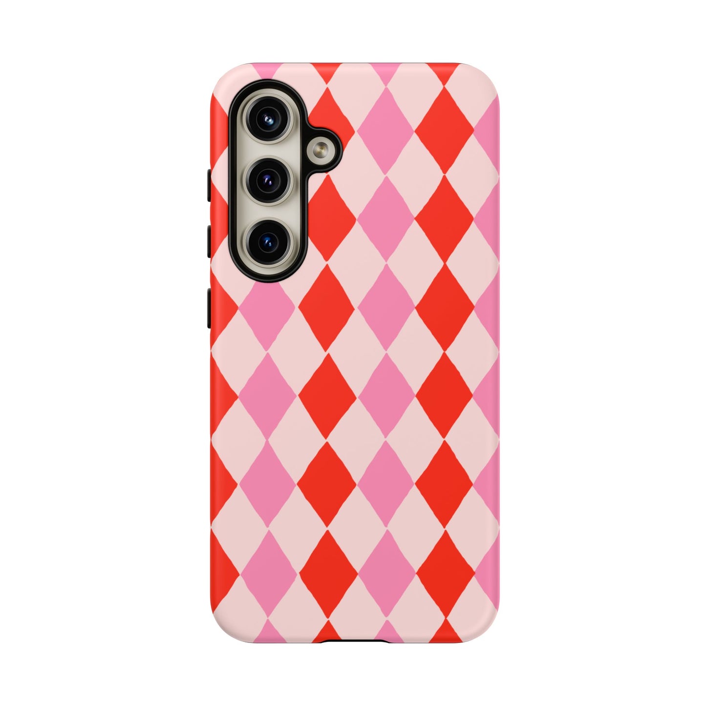 Tough Cases with Red Pink Diamonds, Retro Checkerboard iPhone Case And Samsung Case, Slim Fit Phone Case, Stylish Gift
