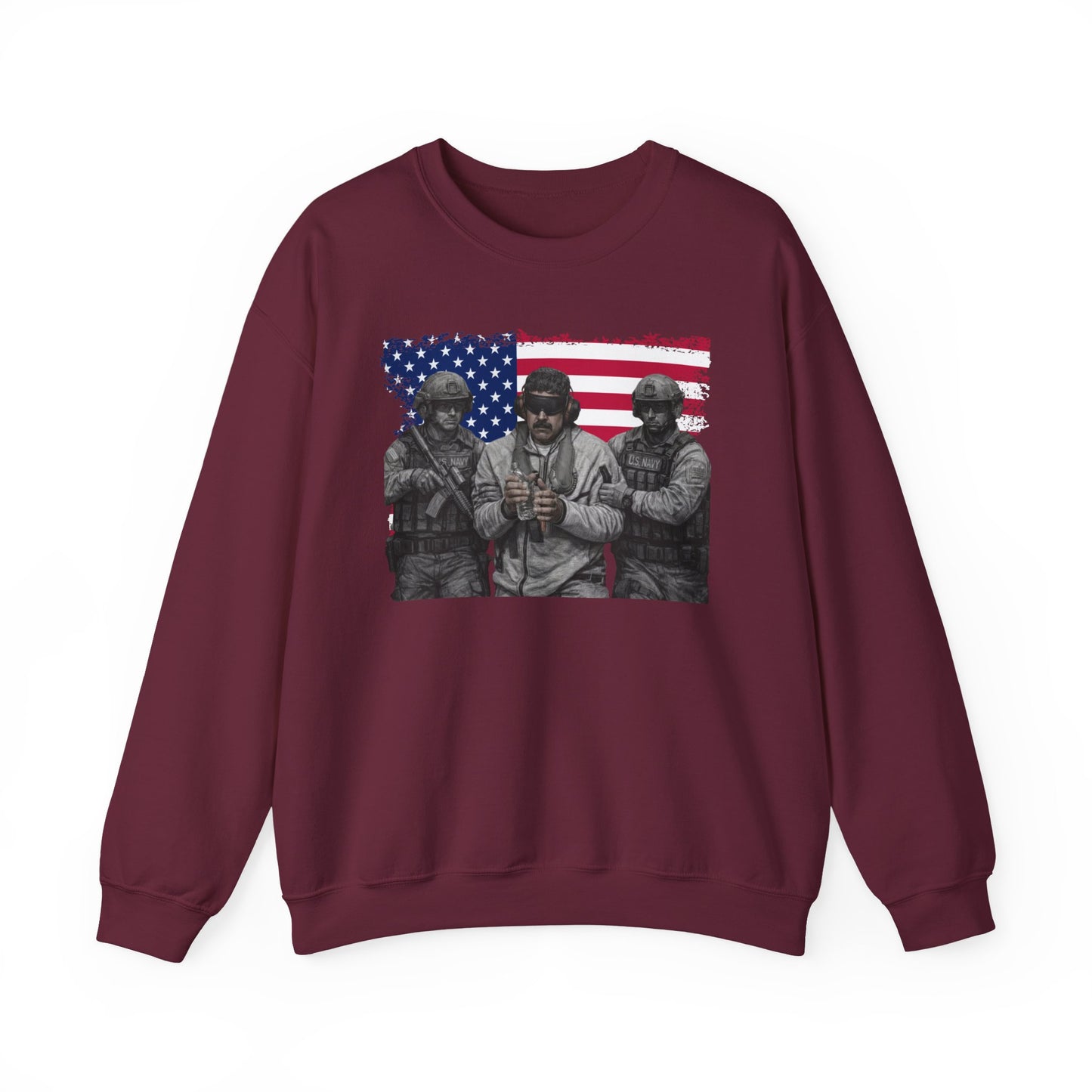 Maduro Captured 2026 Venezuela Libre Sweatshirt, Patriotic Military Graphic Crewneck, American Flag Soldier Tribute, Support Pullover