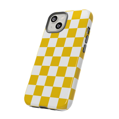 Yellow Checkered Phone Case - iPhone 17 Pro, 17, 16, 15, 14, 13, 12, 11, X, XR, XS MAX, Gift for Friends