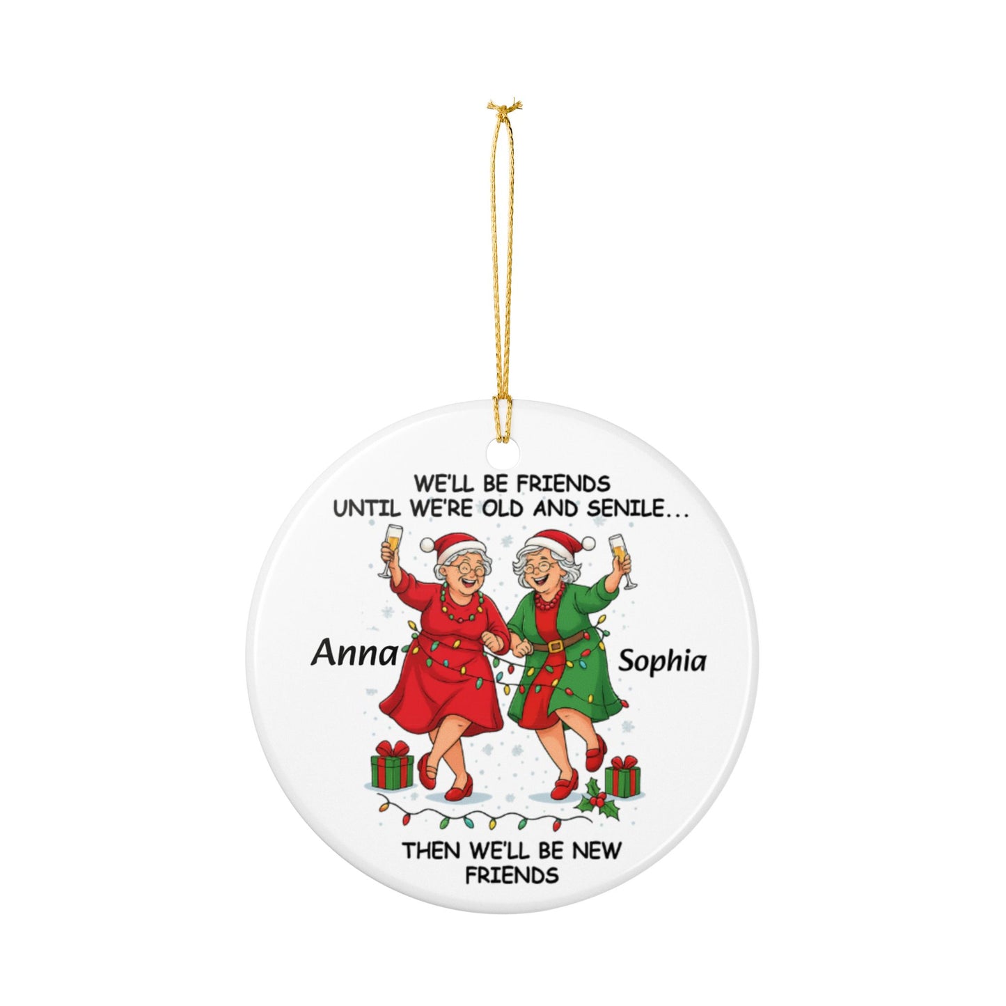 Personalized Best Friends Christmas Ornament 2025 Funny Old Lady Friends Gift, Bestie Holiday Keepsake, Senior Friends Decoration