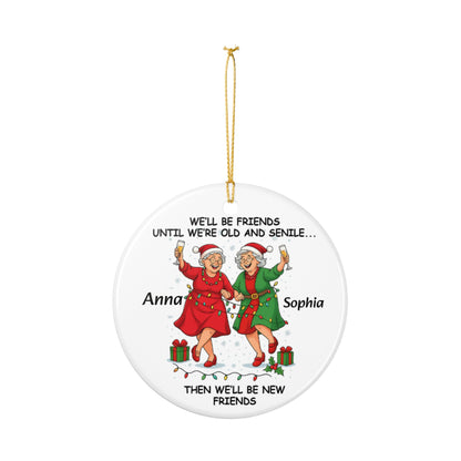 Personalized Best Friends Christmas Ornament 2025 Funny Old Lady Friends Gift, Bestie Holiday Keepsake, Senior Friends Decoration
