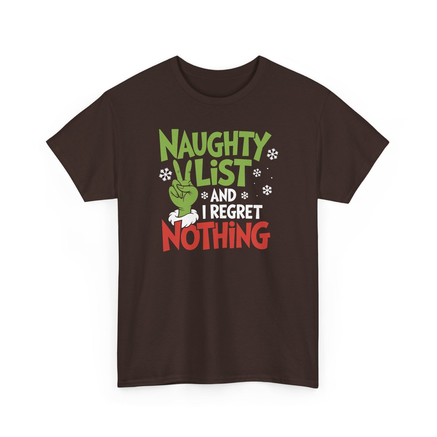 Naughty List And I Regret Nothing Shirt | Funny Christmas Grinch Style Tee | Holiday Humor Gift | Xmas Graphic T-Shirt for Men & Women