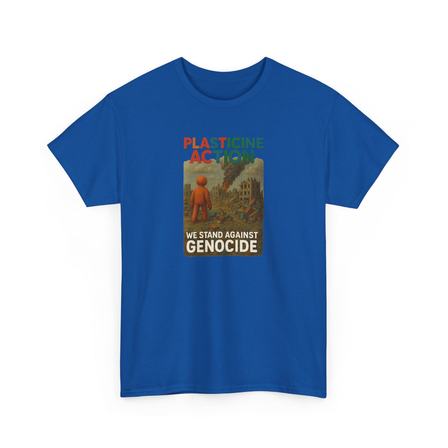 Plasticine Action Heavy Cotton Tee, Stand Against Genocide, Activist Wear, Social Justice Shirt, Awareness Tee, Thought Provoking Apparel