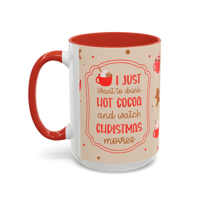 Festive Accent Coffee Mug, Holiday Gift, Hot Chocolate Lover, Christmas Decor, Winter Vibes, Cozy Mugs, Gift for her